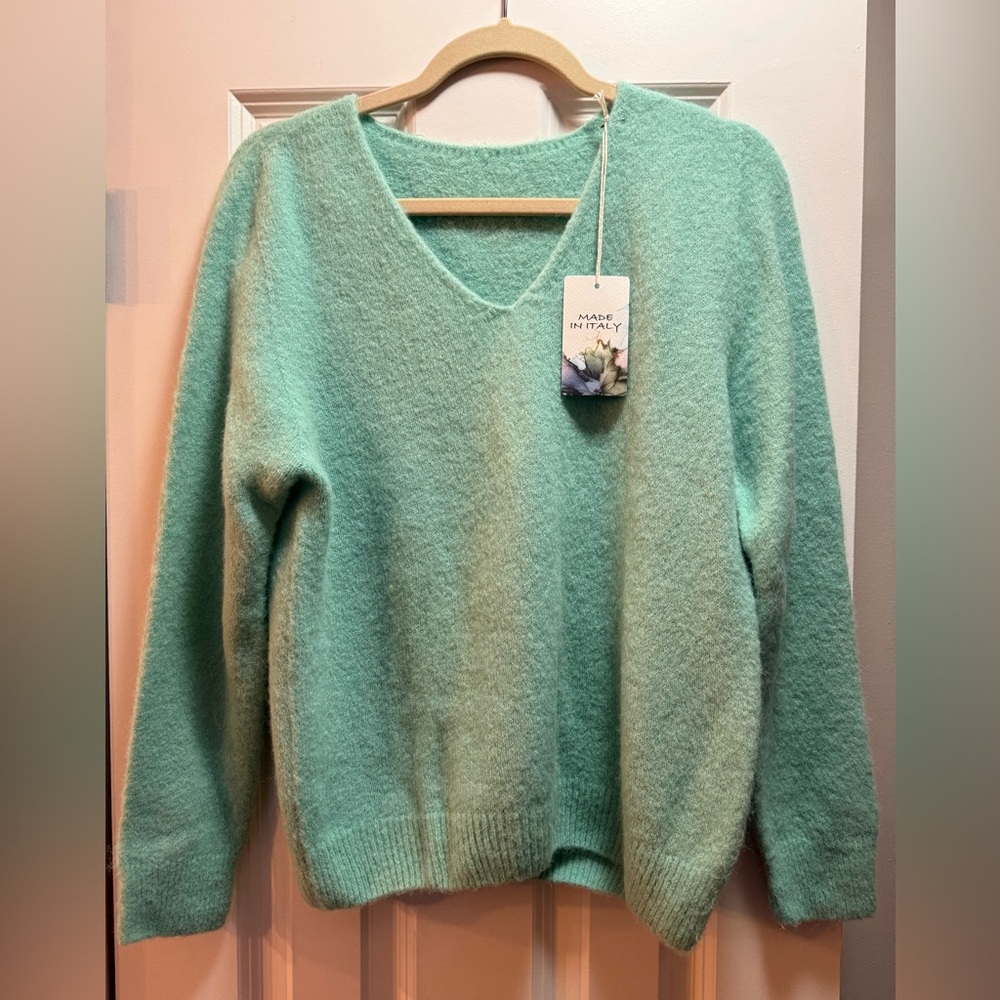 Mint Green V-Neck Women's Sweater
